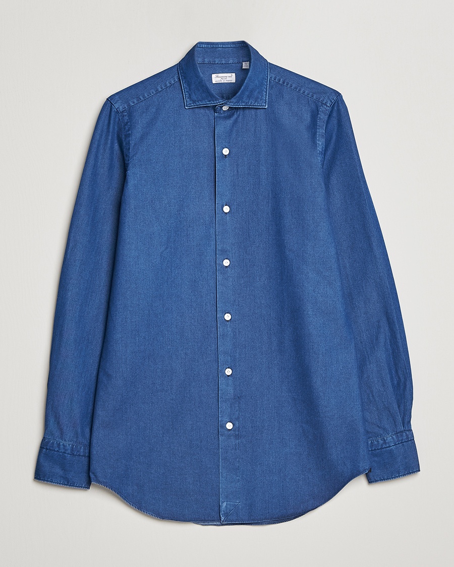 Finamore Napoli Milano Slim Denim Shirt Dark Indigo – Azul