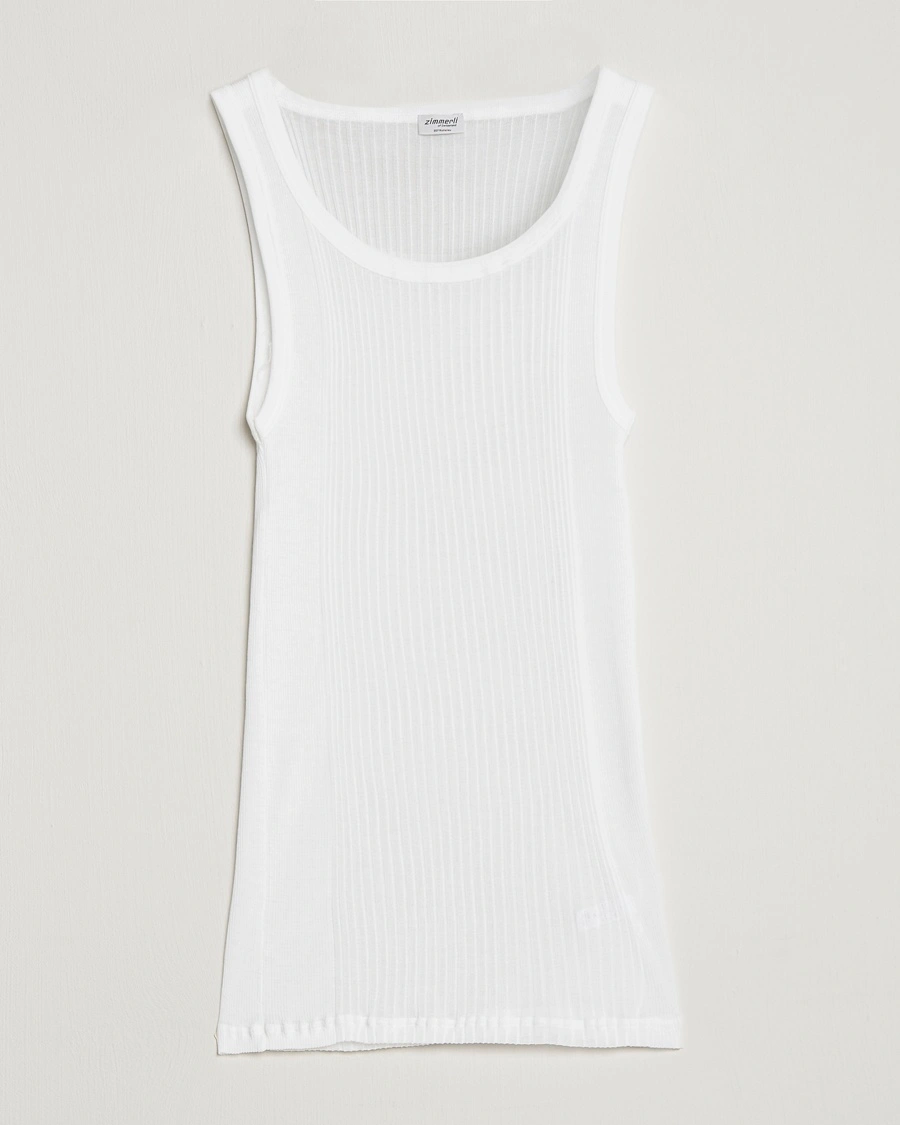 Zimmerli of Switzerland Ribbed Mercerized Cotton Tank Top White – Blanco