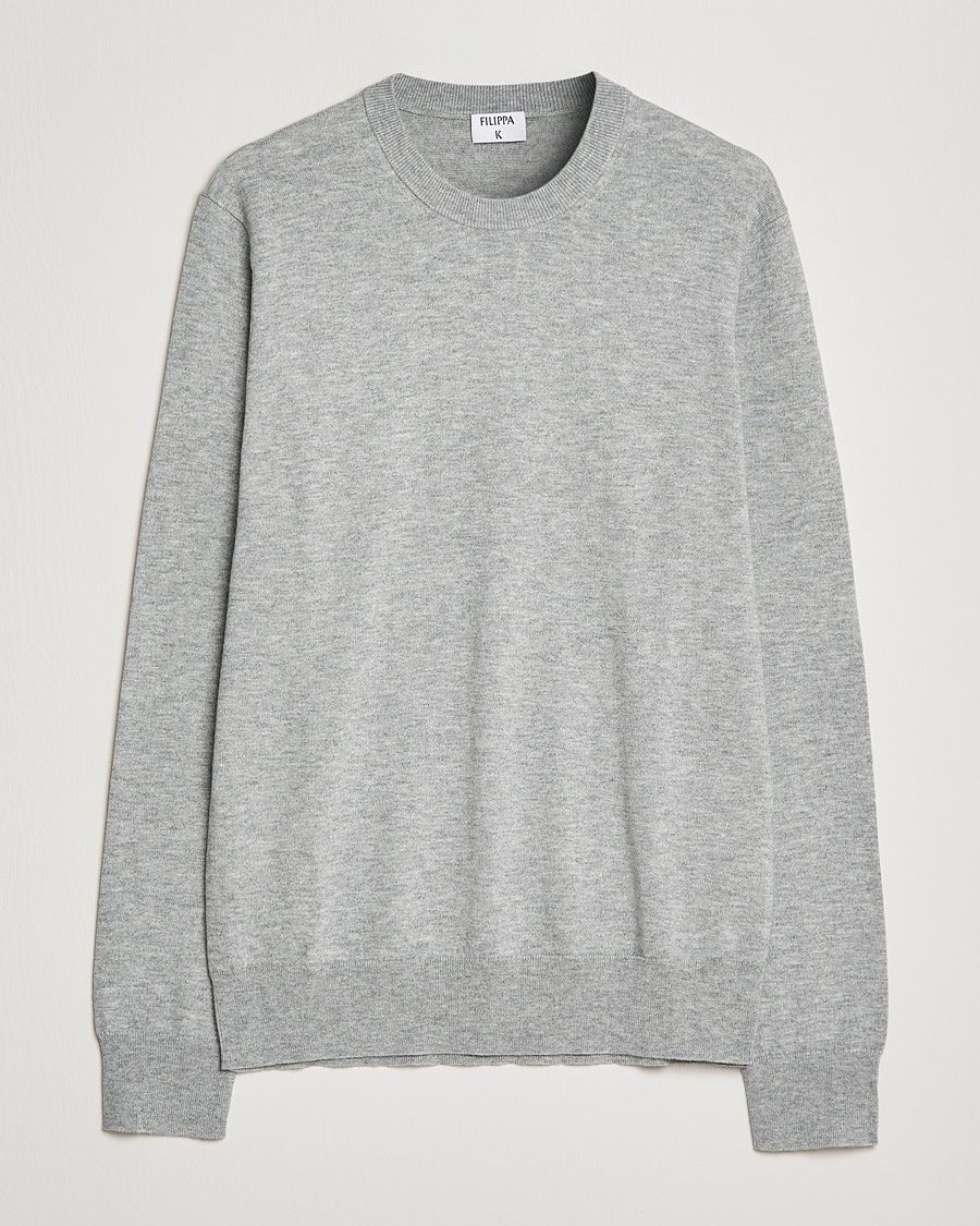 Filippa K Cotton Merino Basic Sweater Light Grey Melange – Gris