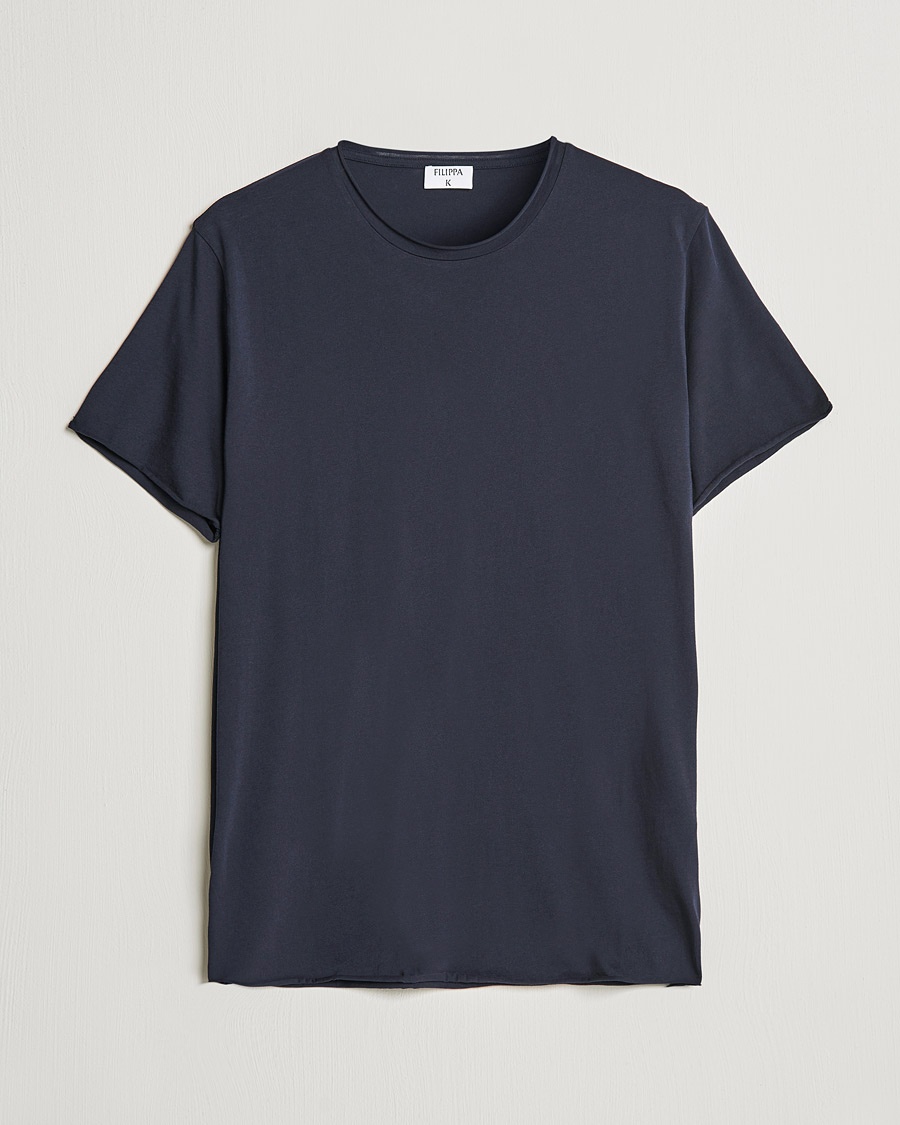 Filippa K Roll Neck Crew Neck Tee Navy – Azul