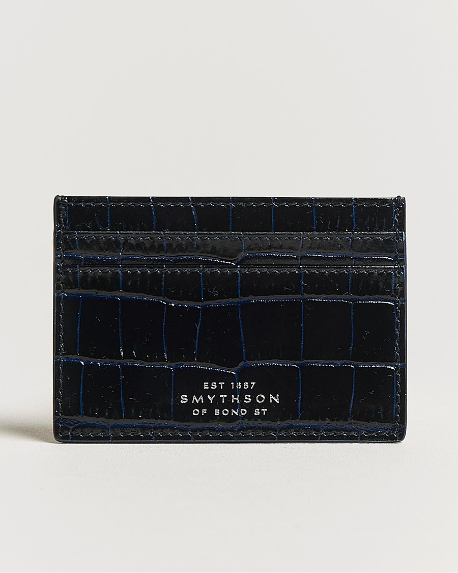 Smythson Mara Flat Cardholder Navy – Azul