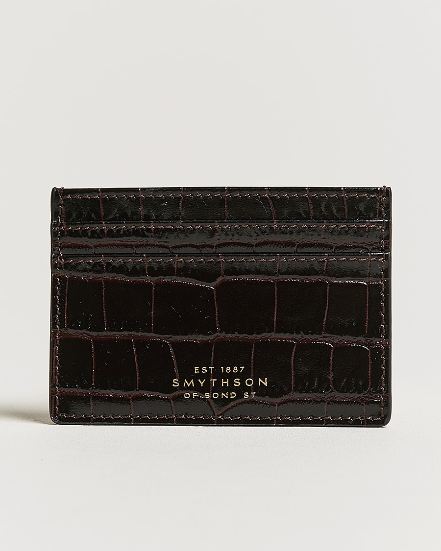 Smythson Mara Flat Cardholder Dark Brown – Marrón