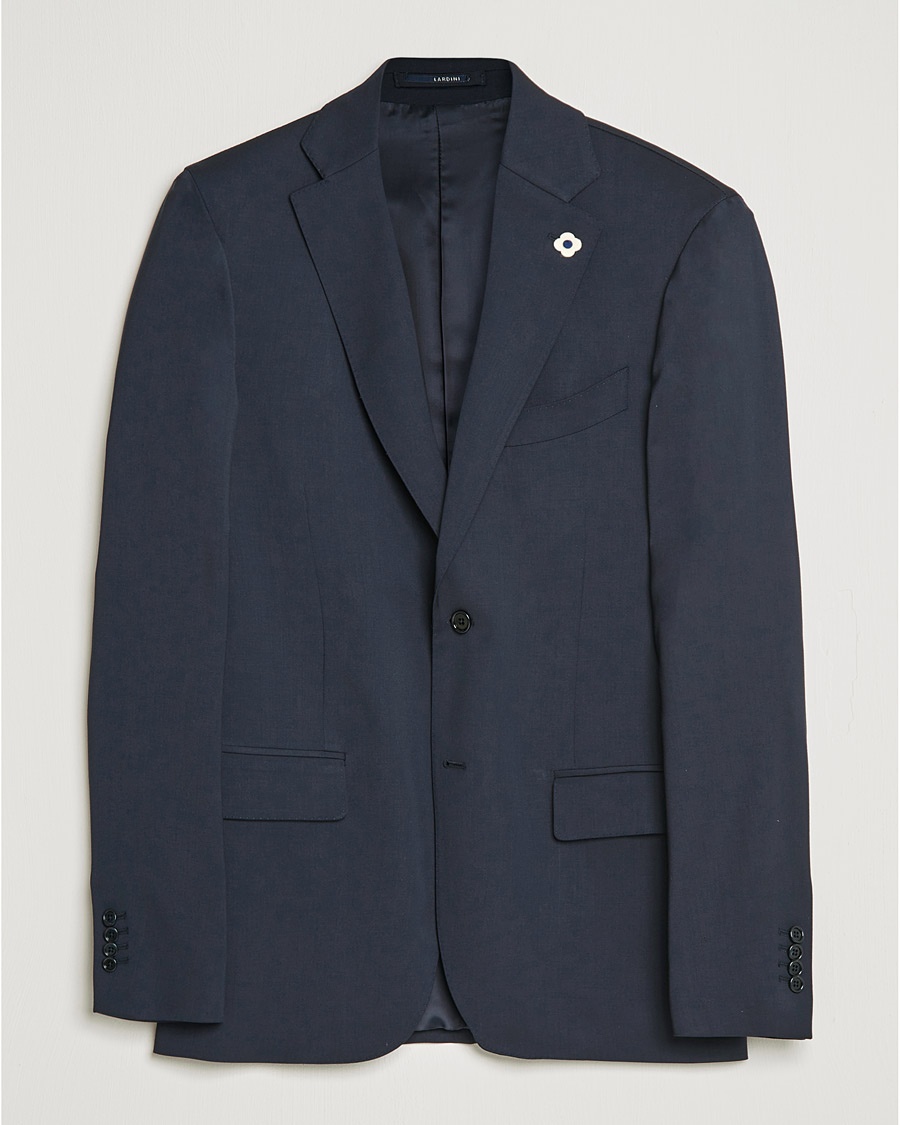 Lardini Two Button Wool Blazer Navy – Azul