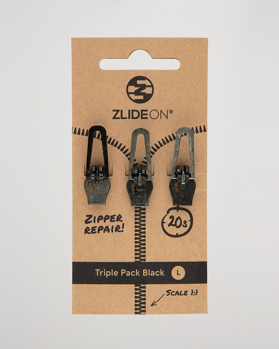 ZlideOn 3-Pack Zippers Black L – Negro