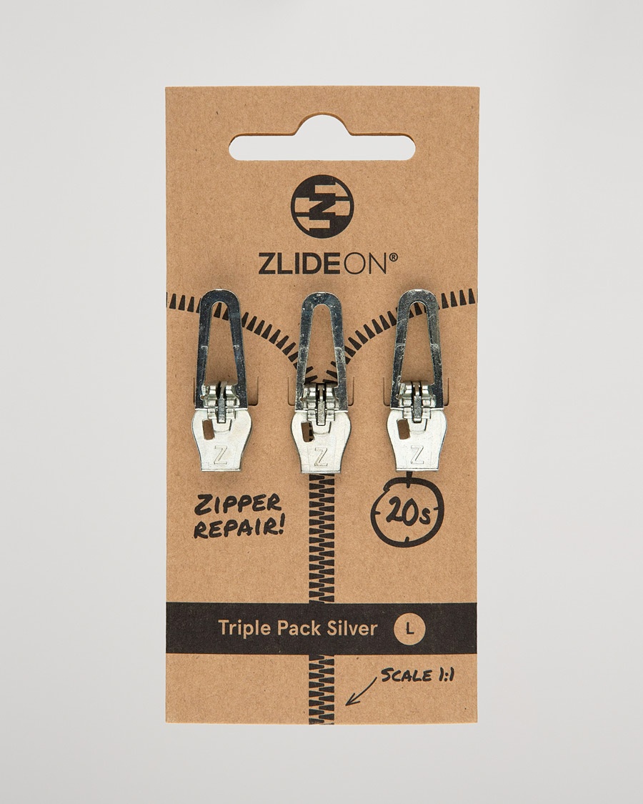 ZlideOn 3-Pack Zippers Silver L – Plata