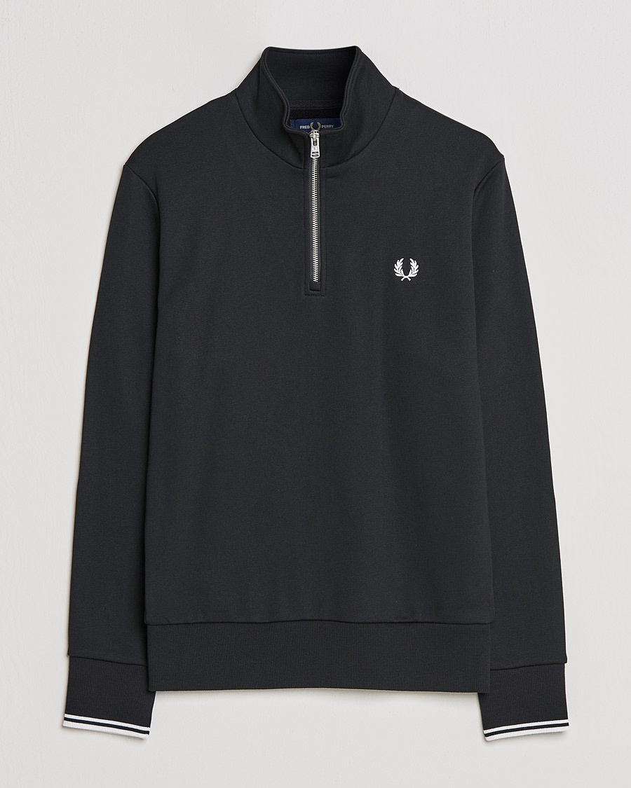 Fred Perry Half Zip Sweatshirt Black – Negro