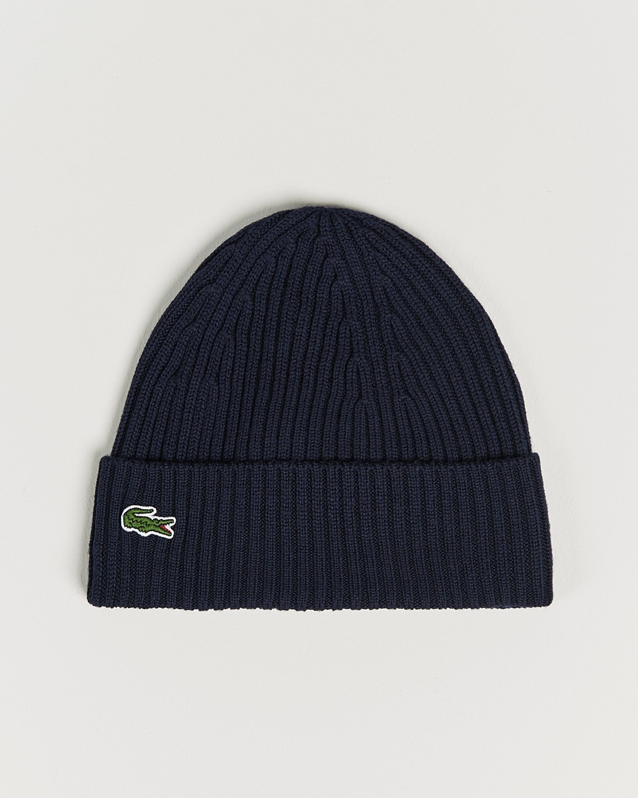 Lacoste Wool Knitted Beanie Navy Blue – Azul
