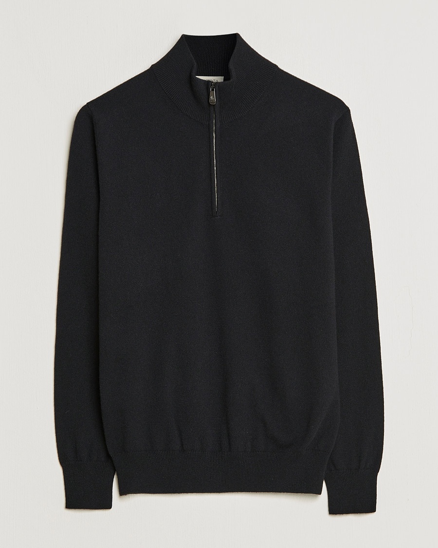 Piacenza Cashmere Cashmere Half Zip Sweater Black – Negro