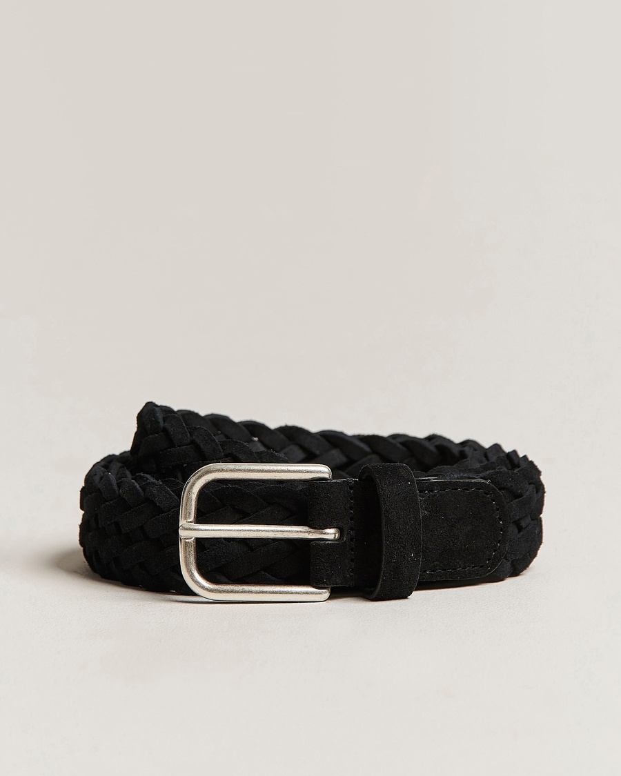 Anderson's Woven Suede Belt 3 cm Black – Negro