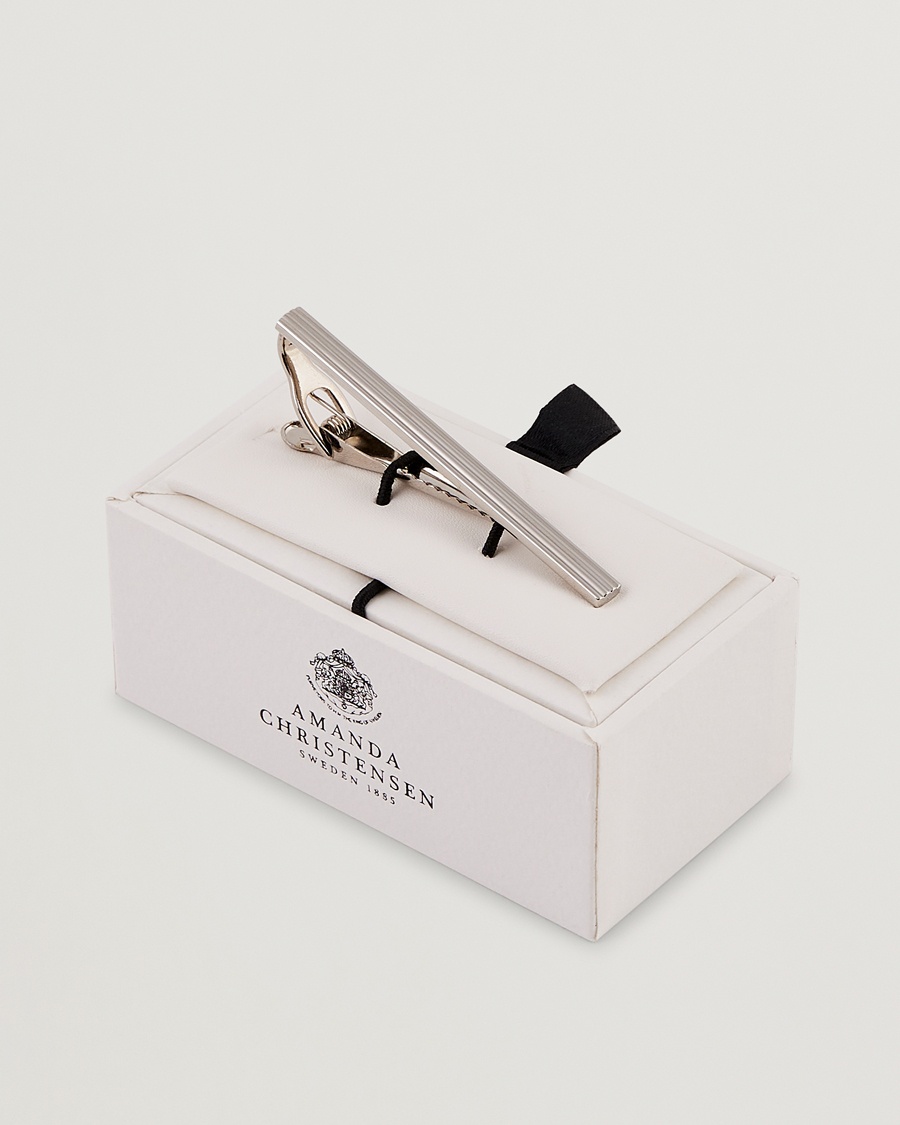 Amanda Christensen Ribbed Tie Clip Silver – Plata