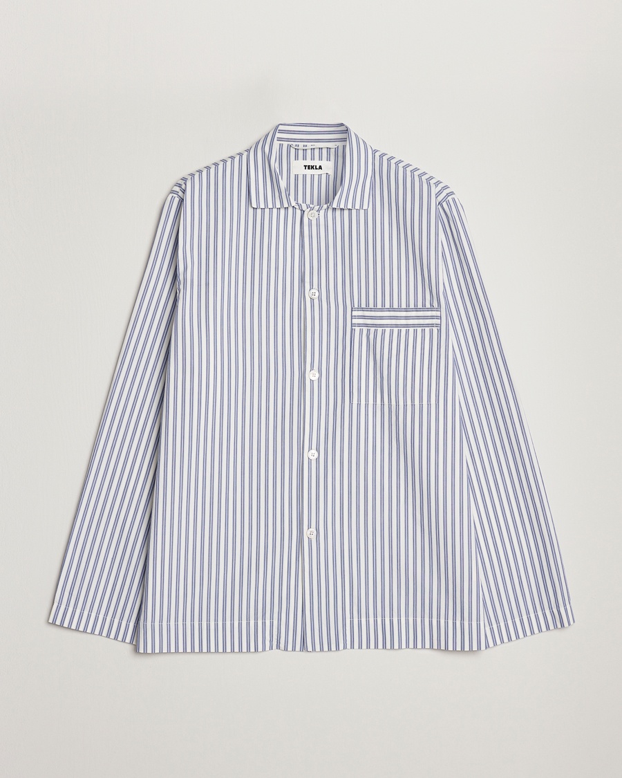 Tekla Poplin Pyjama Shirt Skagen Stripes – Azul