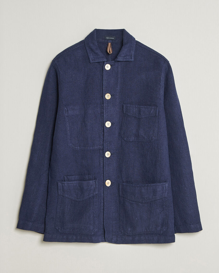 Drake's Heavy Linen 5-Pocket Chore Jacket Navy – Azul
