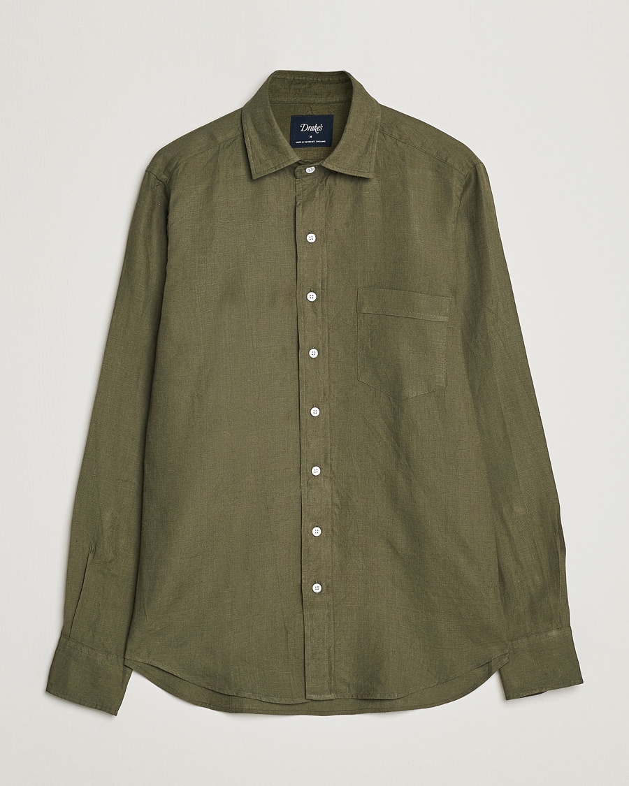 Drake's Linen Summer Shirt Green – Verde