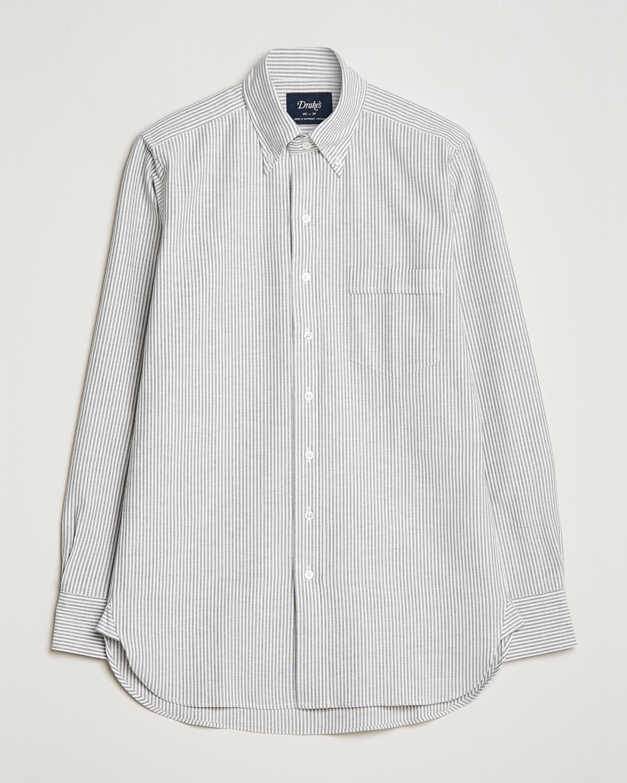 Drake's Striped Button Down Oxford Shirt Black – Negro