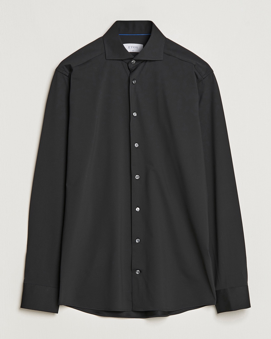 Eton Slim Fit Four Way Stretch Shirt Black – Negro