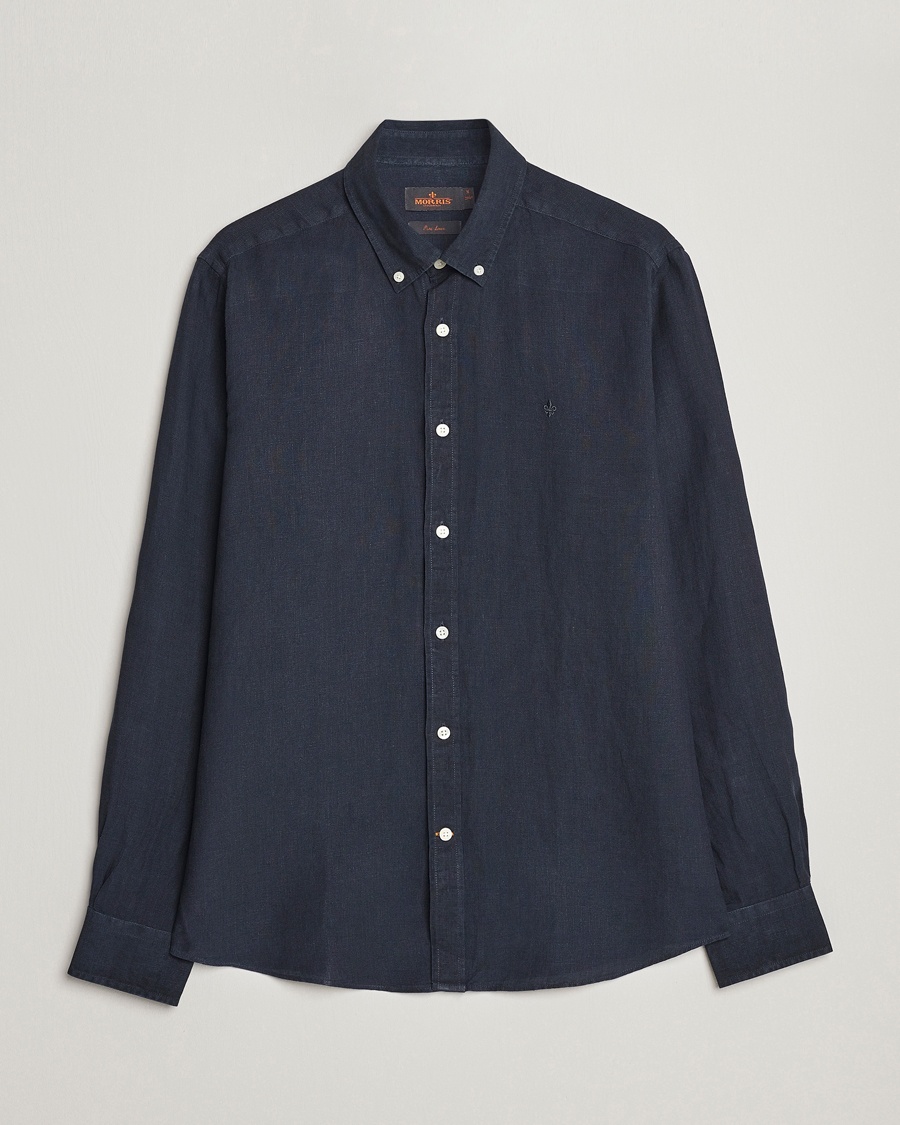Morris Douglas Linen Button Down Shirt Navy – Azul