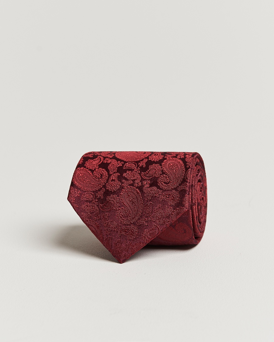 Amanda Christensen Silk Tonal Paisley Tie 8 cm Wine – Rojo
