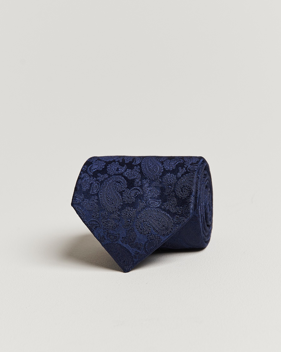 Amanda Christensen Silk Tonal Paisley Tie 8 cm Navy – Azul