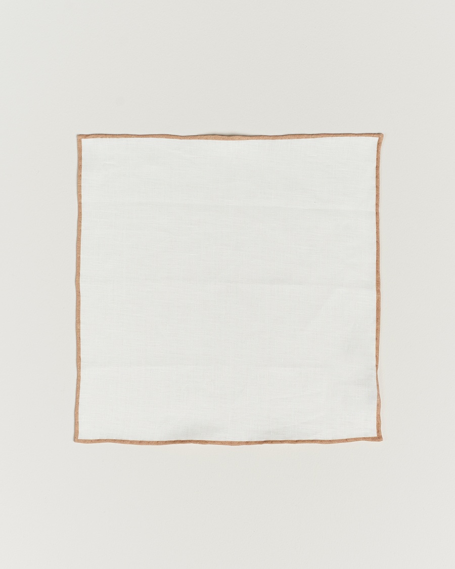 Amanda Christensen Linen Paspoal Pocket Square Sand/White – Blanco