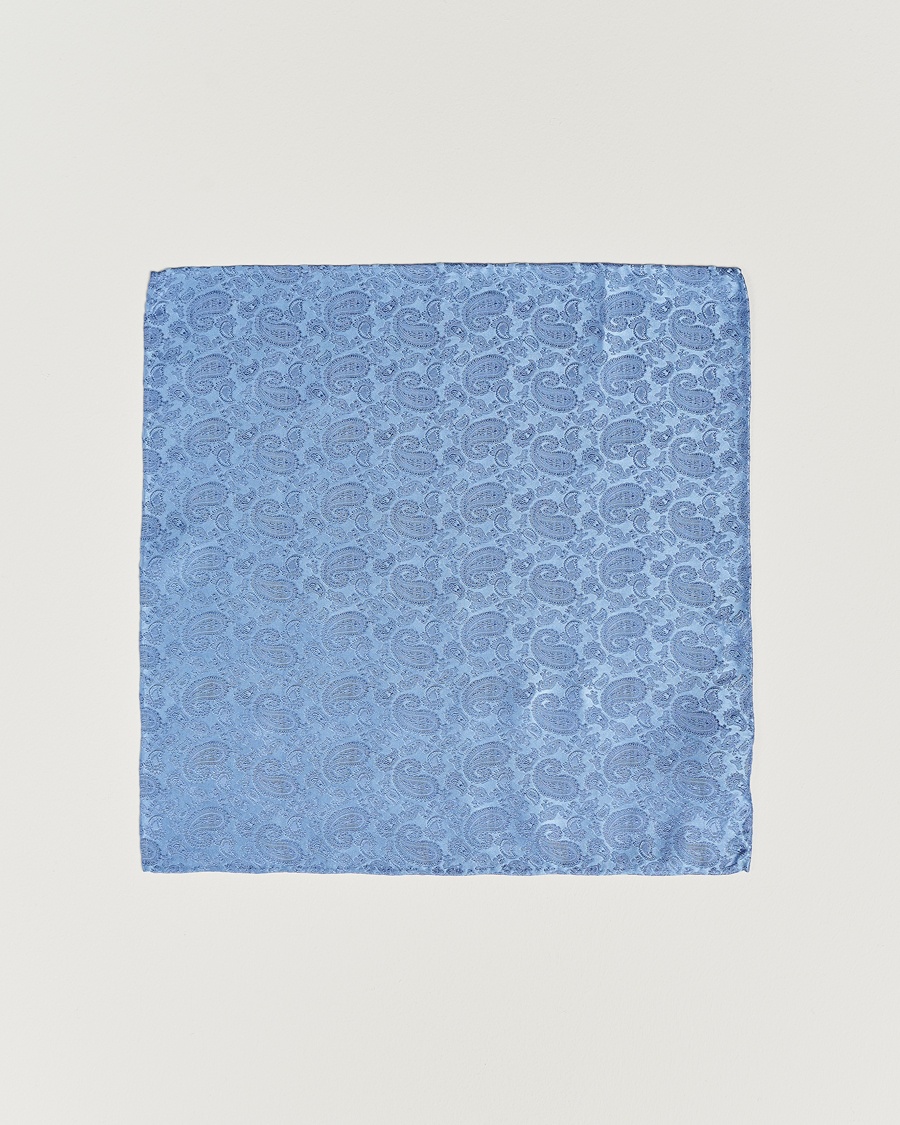 Amanda Christensen Tonal Paisley Silk Pocket Square Sky Blue – Azul