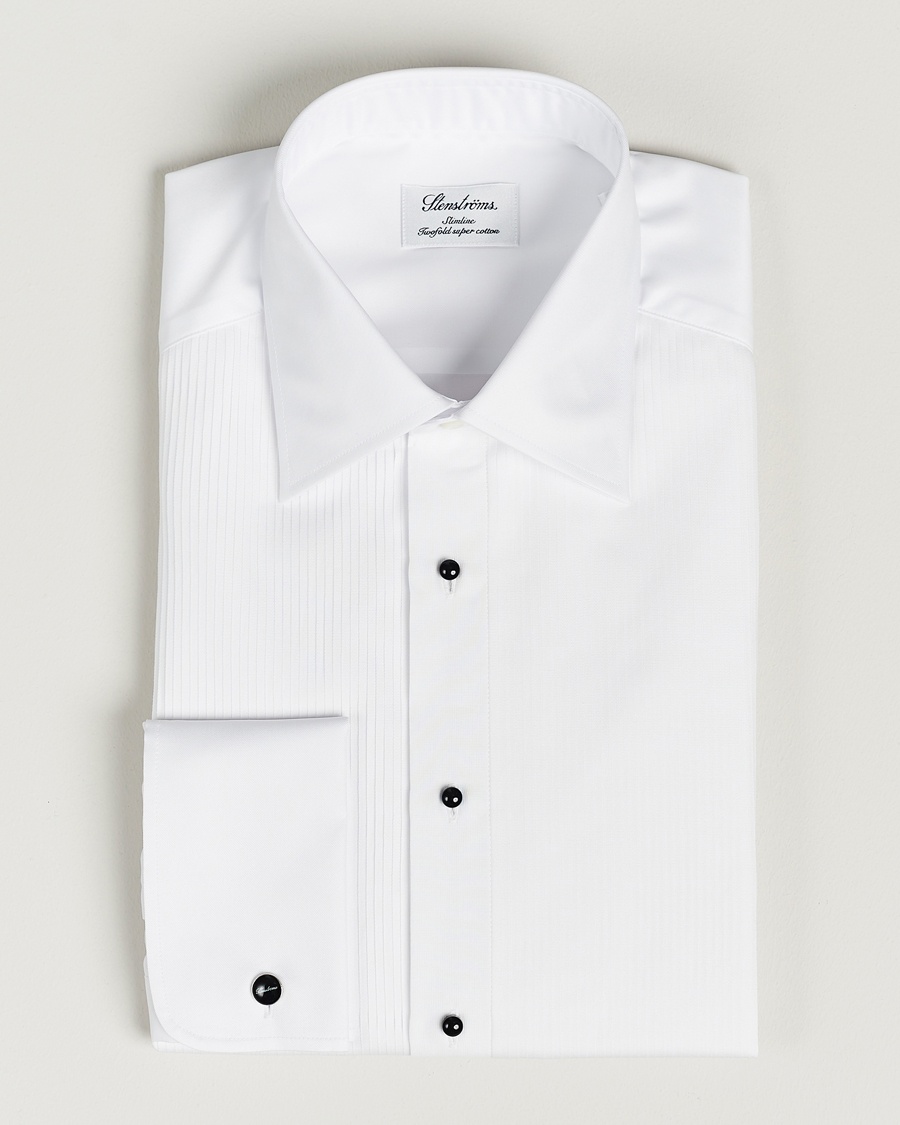Stenströms Slimline Open Smoking Shirt White – Blanco