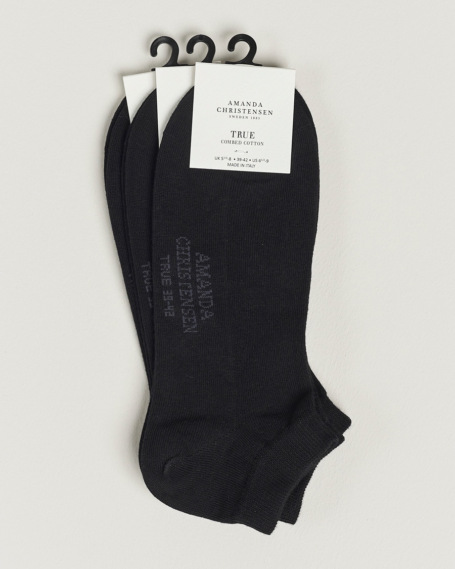 Amanda Christensen 3-Pack True Cotton Sneaker Socks Black – Negro