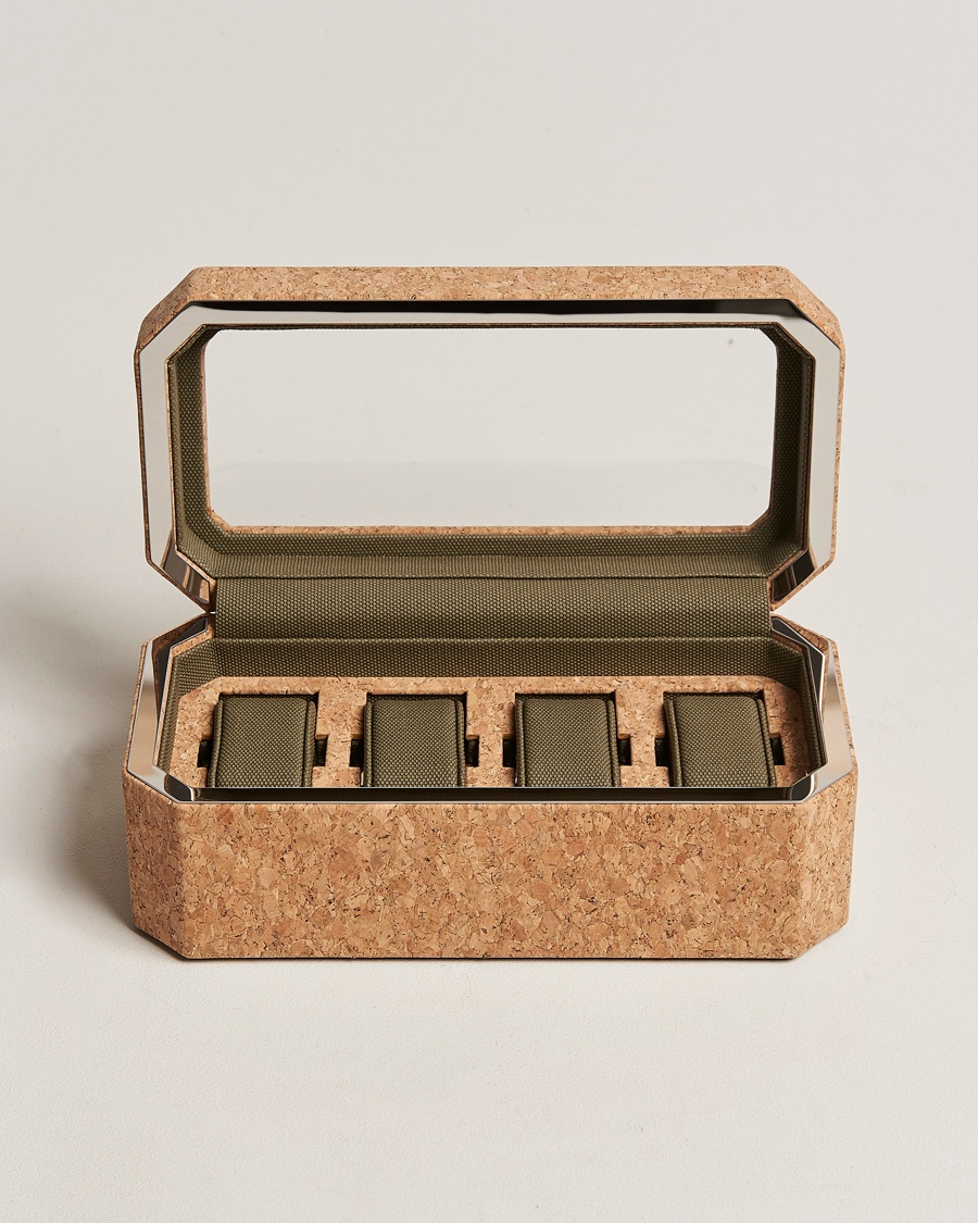 WOLF Cortica 4 Piece Watch Box Cork – Marrón