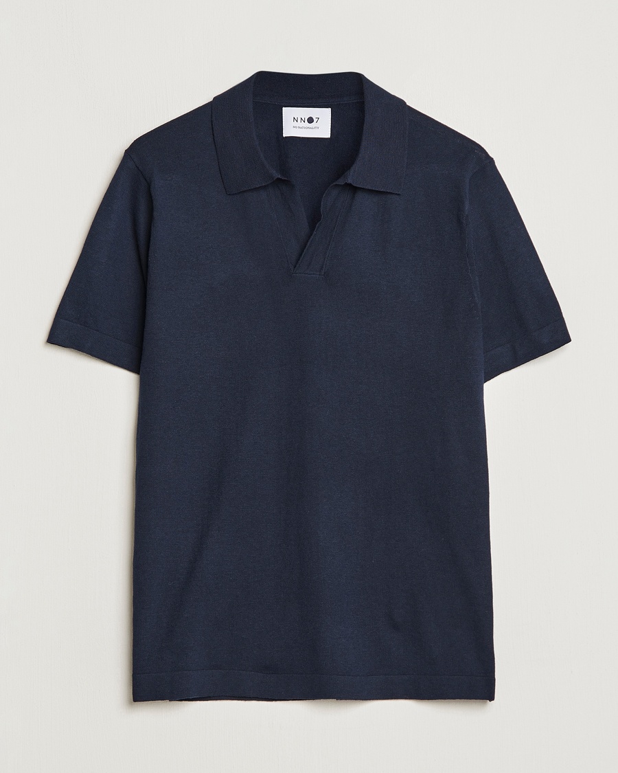 NN07 Ryan Cotton/Linen Polo Navy Blue – Azul