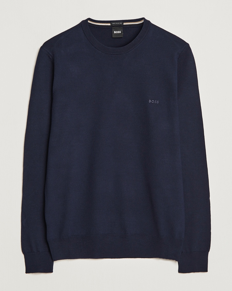 BOSS BLACK Botto Merino Knitted Pullover Dark Blue – Azul