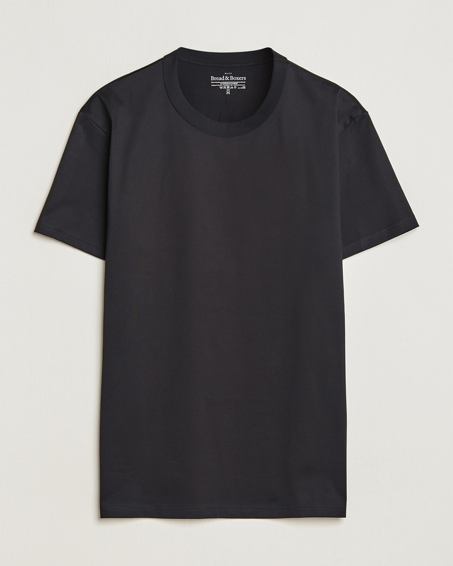 Bread & Boxers Pima Cotton Crew Neck T-Shirt Black – Negro