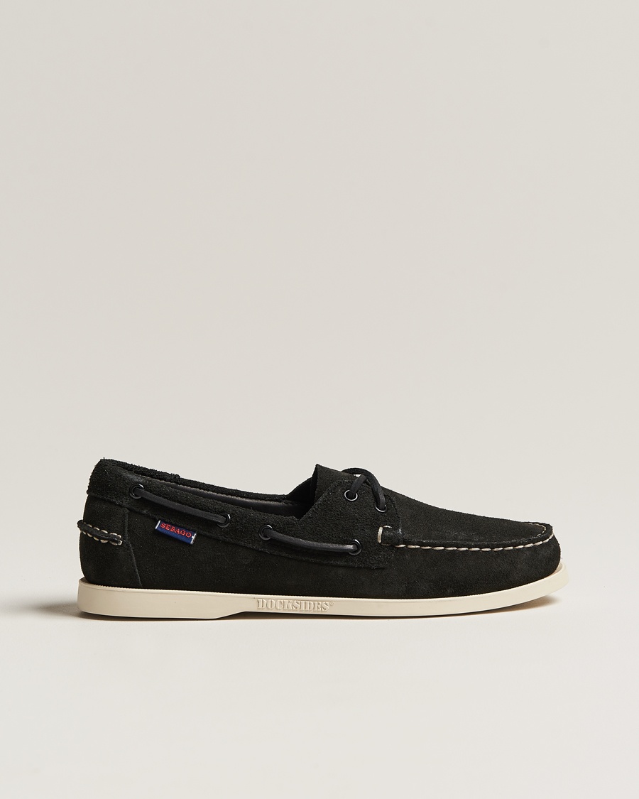 Sebago Docksides Suede Boat Shoe Black – Negro