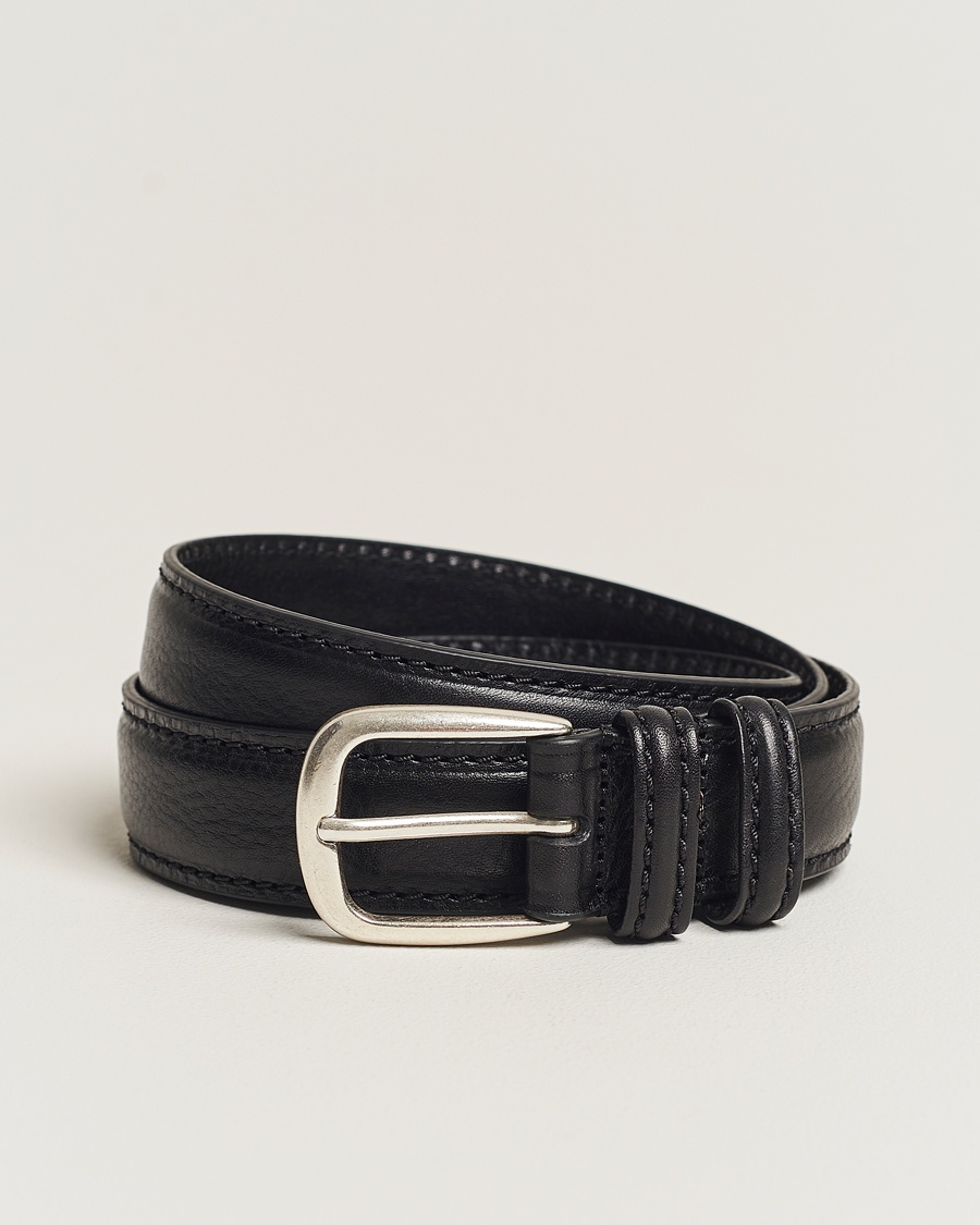 Anderson's Grained Leather Belt 3 cm Black – Negro