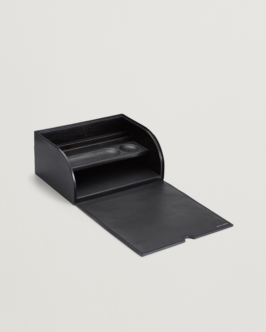 Ralph Lauren Home Brennan Leather Writers Box Saddle Black – Negro