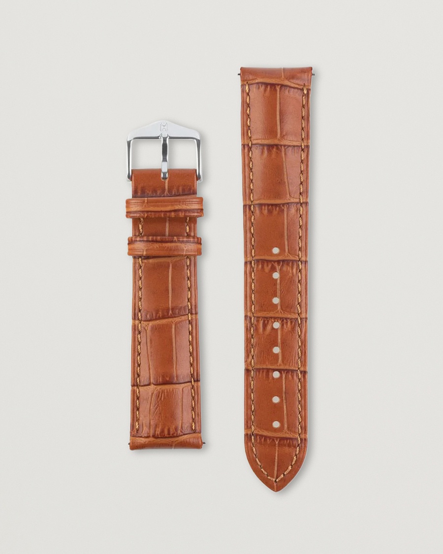 HIRSCH Duke Embossed Leather Watch Strap Honey Brown – Marrón