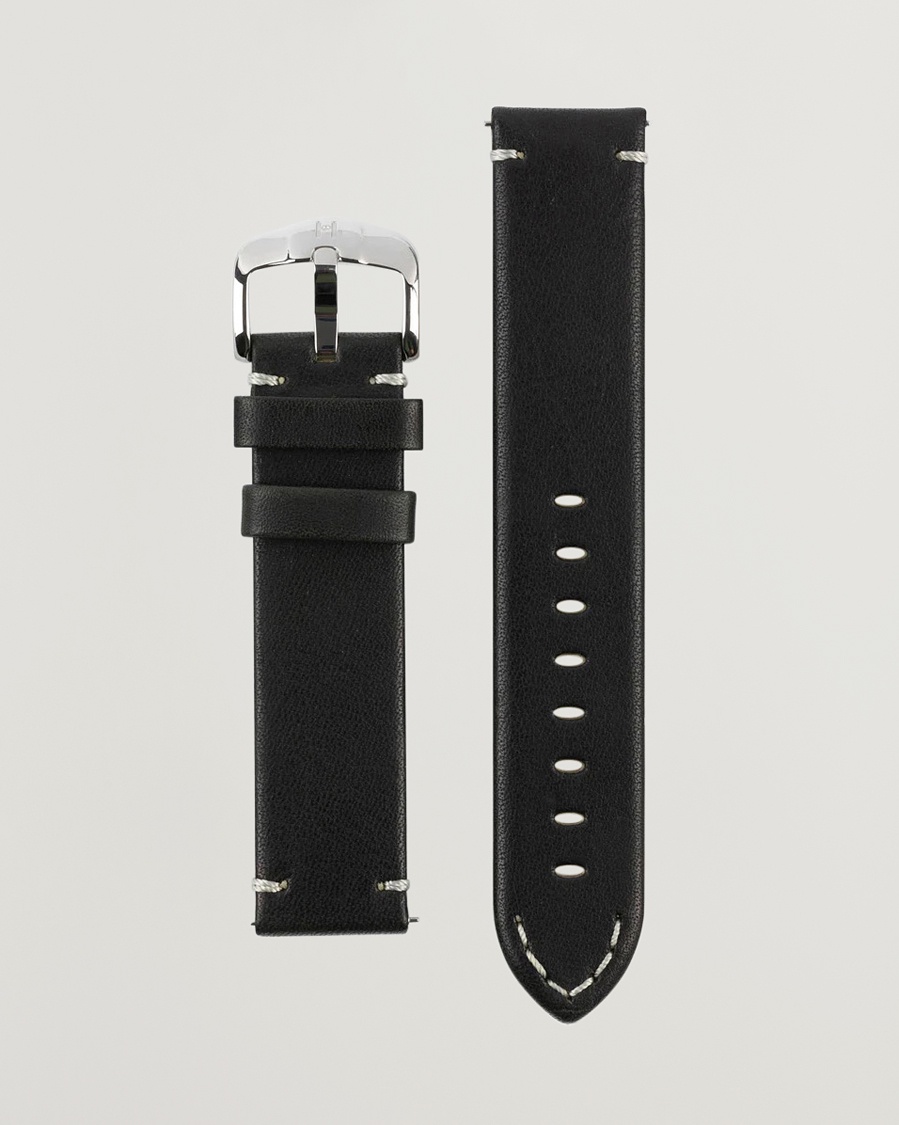 HIRSCH Ranger Retro Leather Watch Strap Black – Negro