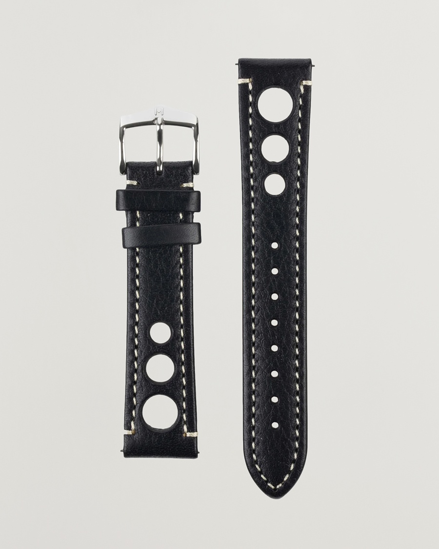 HIRSCH Rally Natural Leather Racing Watch Strap Black – Negro