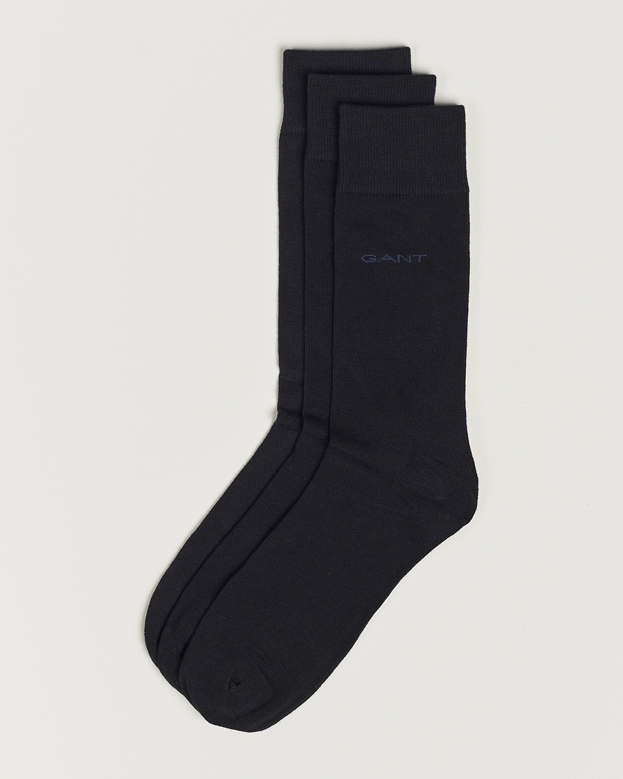 Gant 3-Pack Cotton Socks Black – Negro
