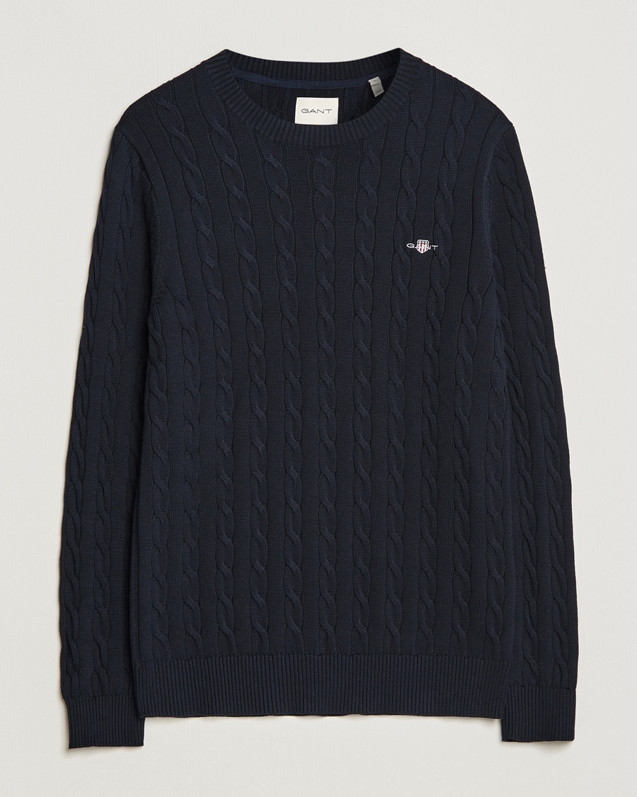 Gant Cotton Cable Crew Neck Evening Blue – Azul