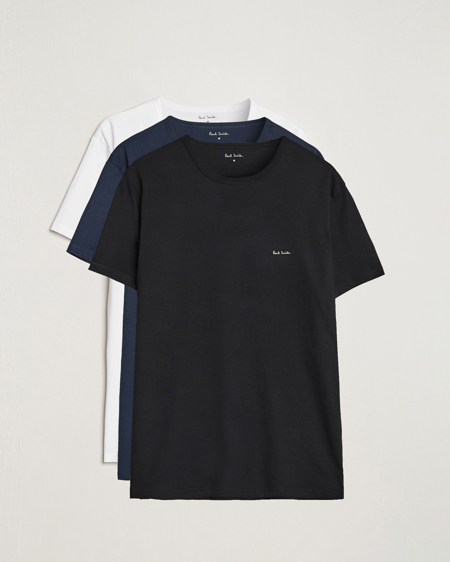 Paul Smith 3-Pack Crew Neck T-Shirt Black/Navy/White – Azul