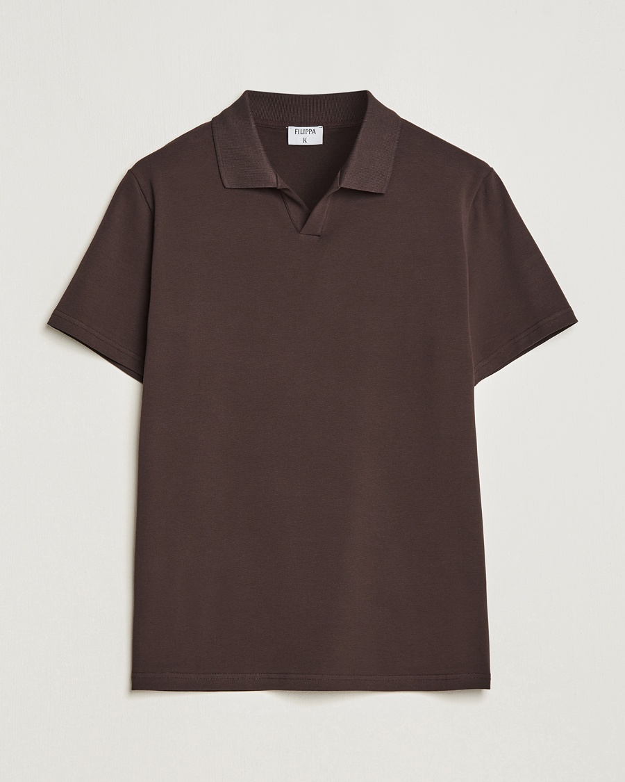 Filippa K Soft Lycra Polo T-Shirt Dark Chocolate – Marrón