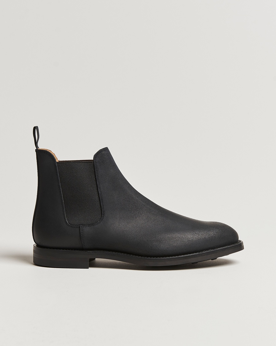 Crockett & Jones Chelsea 5 Black Rough-Out Suede – Negro