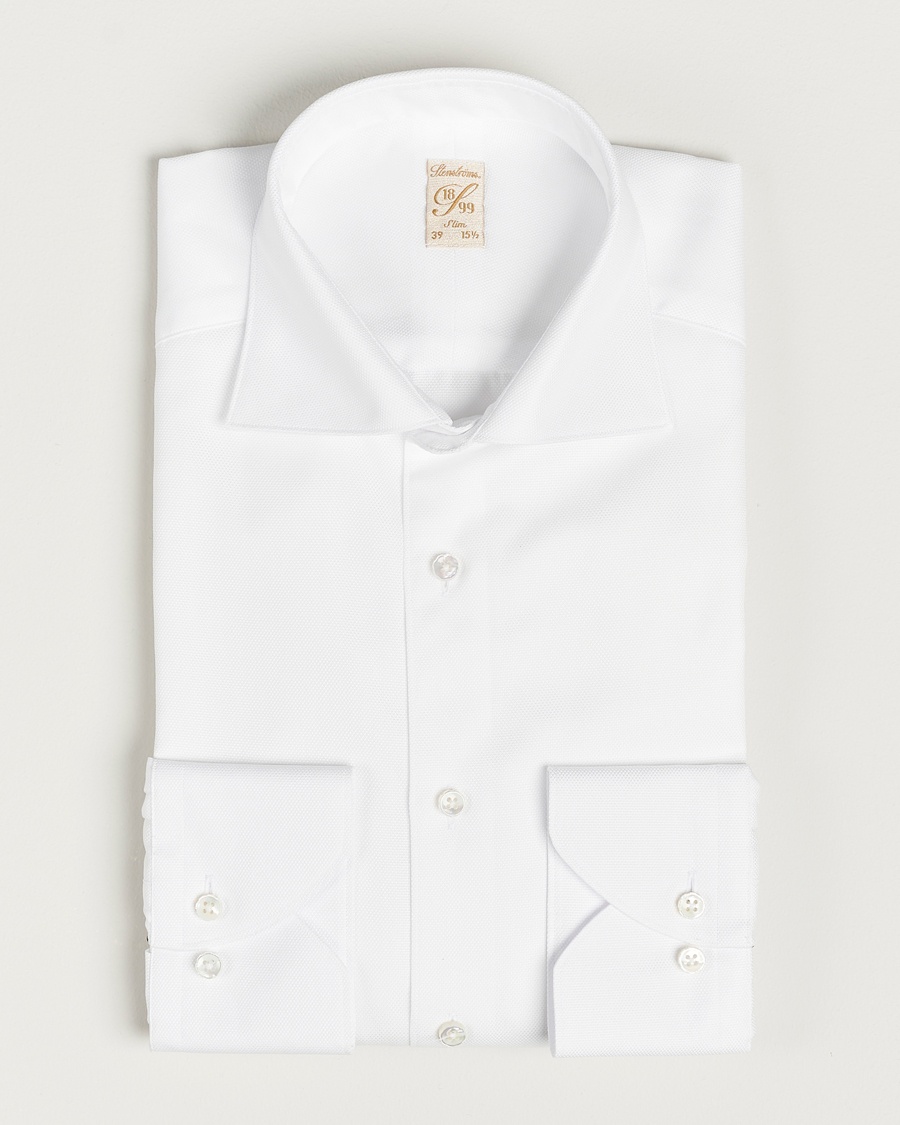 Stenströms 1899 Slim Cotton Royal Oxford Shirt White – Blanco