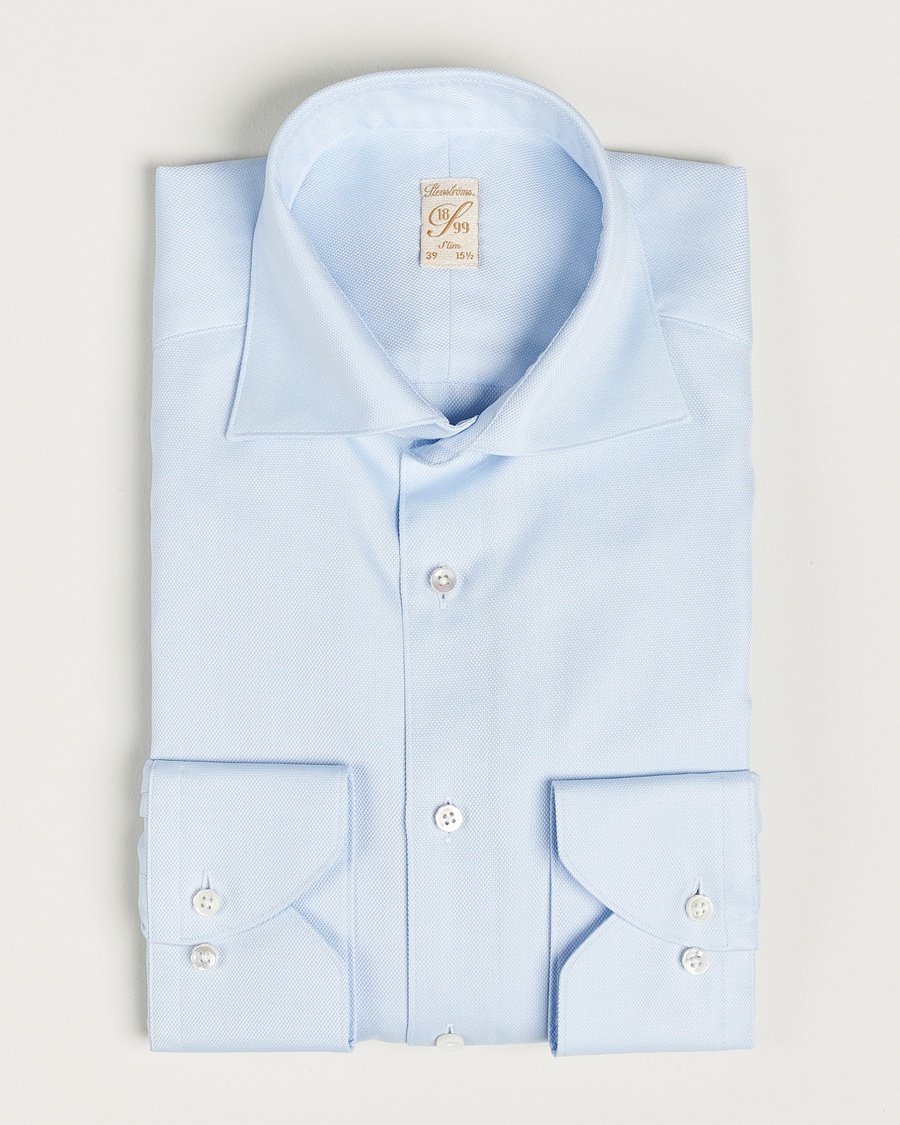 Stenströms 1899 Slim Cotton Royal Oxford Shirt Light Blue – Azul
