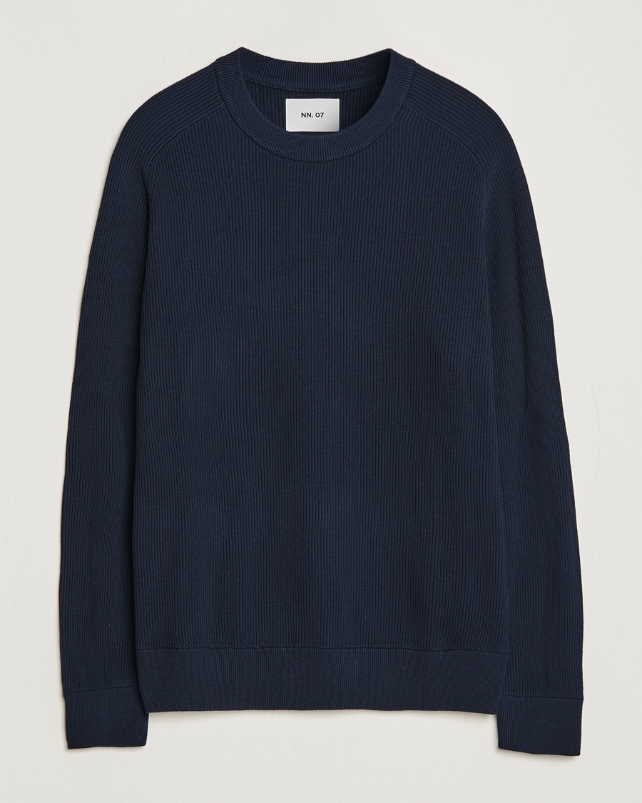 NN07 Kevin Cotton Knitted Sweater Navy Blue – Azul