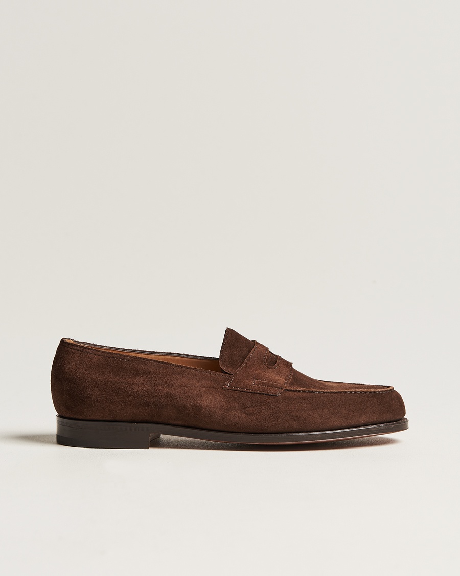 John Lobb Lopez Penny Loafer Dark Brown Suede – Marrón