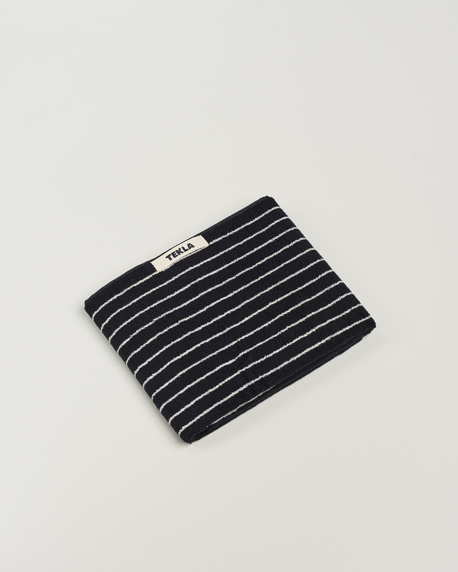 Tekla Organic Terry Hand Towel Black Stripe – Negro