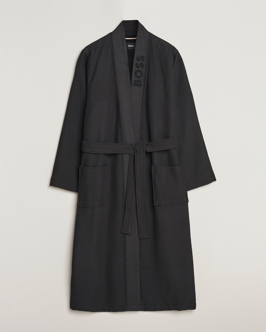BOSS BLACK Waffle Robe Black – Negro