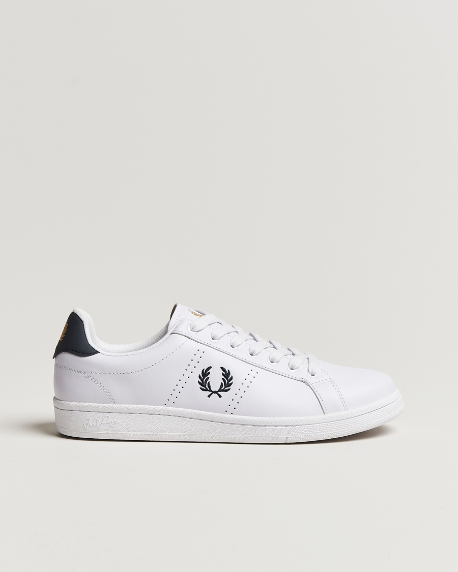 Fred Perry B721 Leather Sneakers White/Navy – Blanco