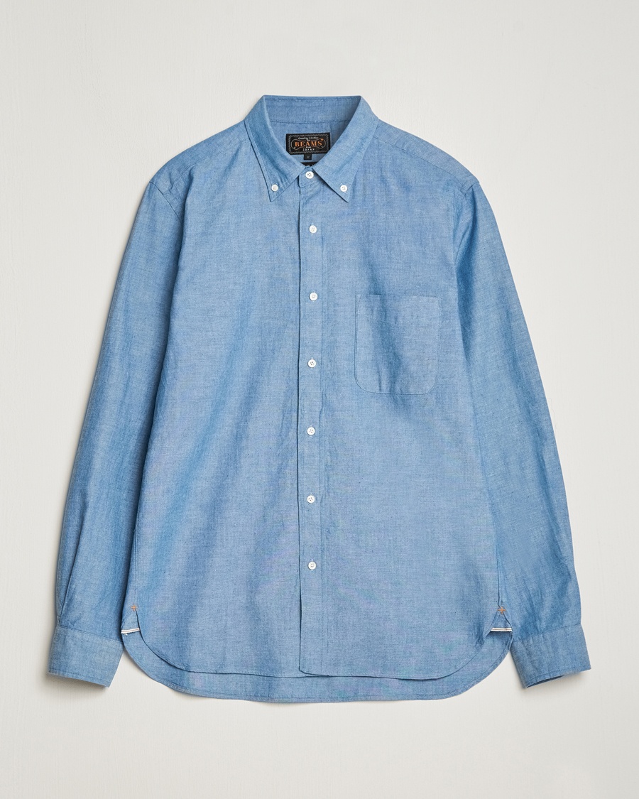 BEAMS PLUS Chambray Button Down Shirt Blue – Azul