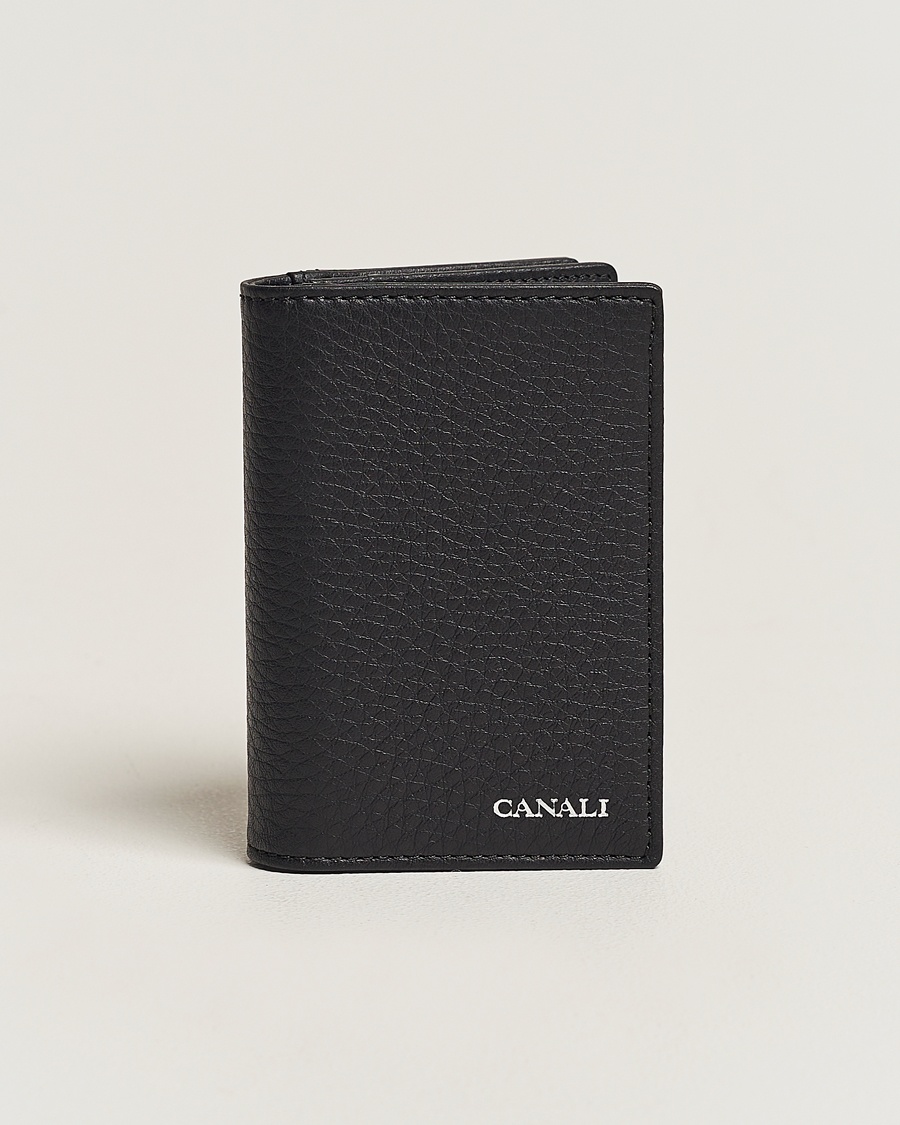 Canali Grain Leather Billfold Black – Negro